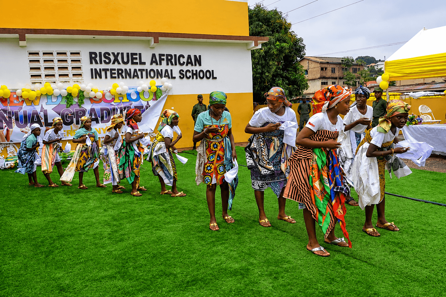 Learners performing a cultural dance during a school celebration